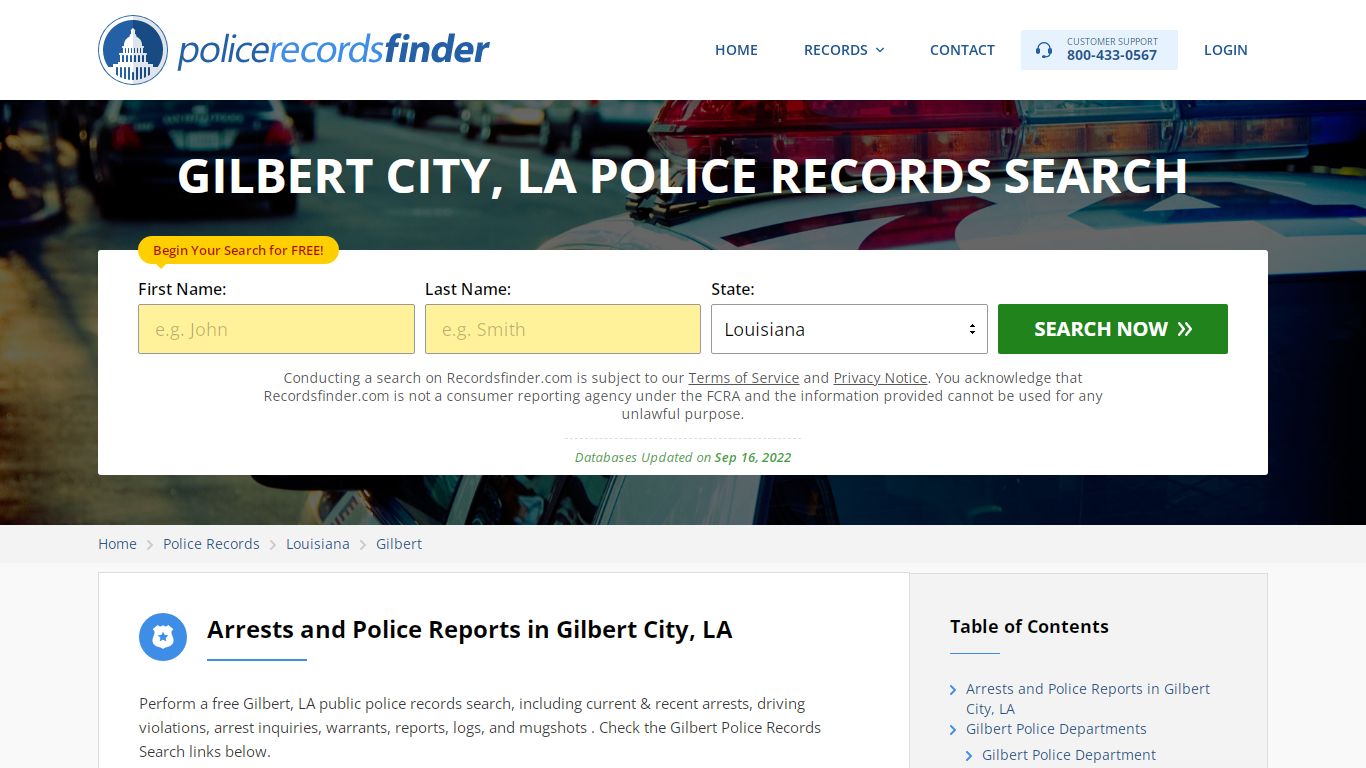 GILBERT CITY, LA POLICE RECORDS SEARCH - RecordsFinder